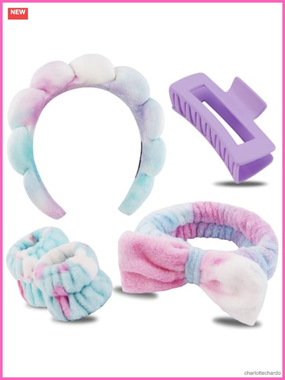 Spa Headband Set with Wrist Bands Microfiber Hair Accessories for Washing Face